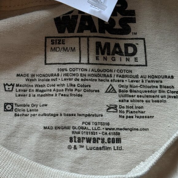 Star Wars Join The Dark Side T-Shirt NWT Beige Darth Vader Stormtrooper Graphic - Picture 4 of 5